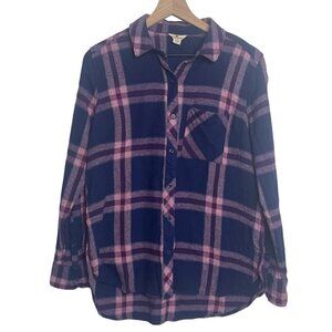Woolrich Womens Button Up Long Sleeve Blue Red Flannel Shirt Size Large.‎